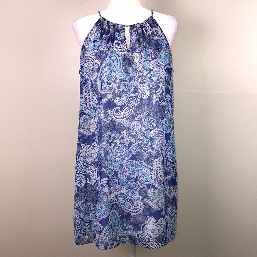 Sweet Storm Blue Paisley Halter Sundress